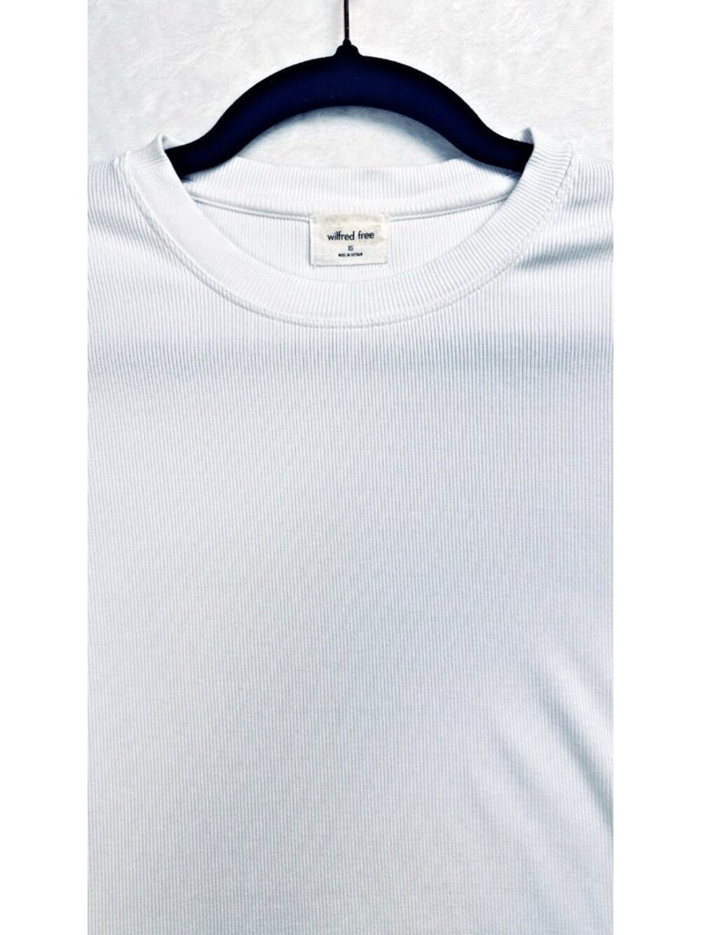Aritzia Wilfred Free Ribbed Crop Top White XS Fitted Stretch Tee Coquette - Picture 4 of 8